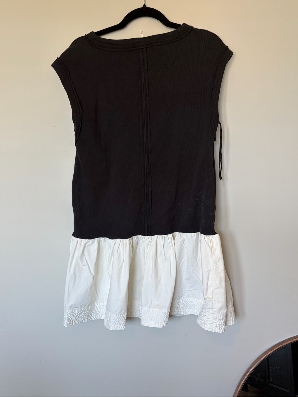 Free People Black and White Sleeveless Tiered Kids Dress small